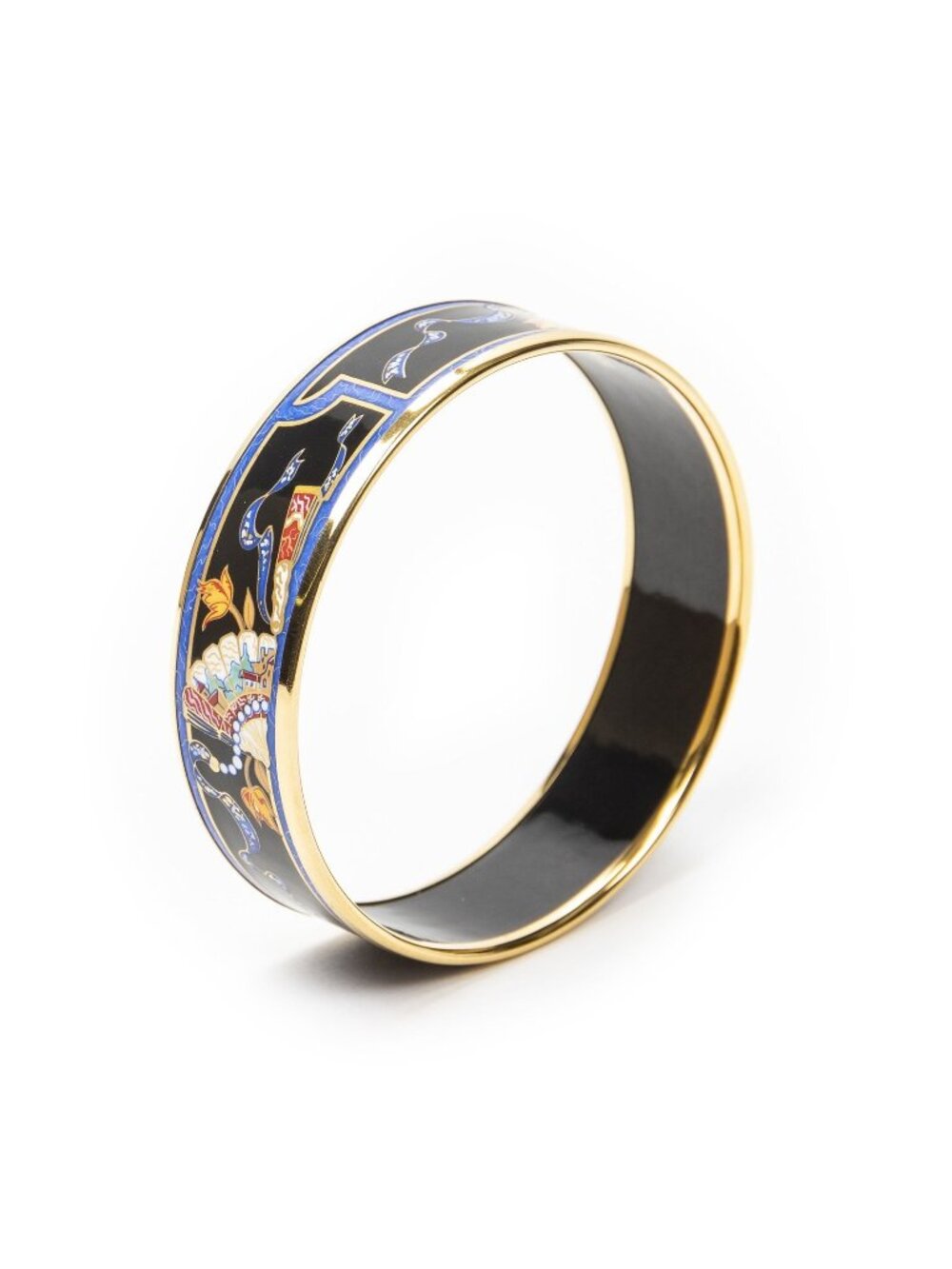 Hermes Enamel Bangle Blue Plating Bracelet
